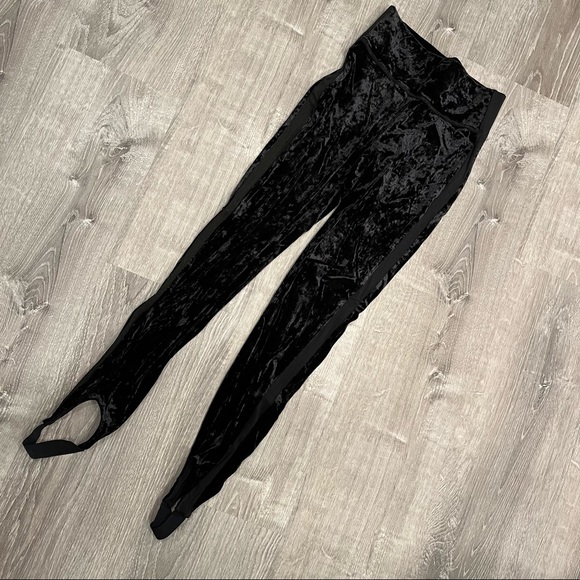 Black Crushed Velvet Hip Stirrup Pant - Picture 4 of 5